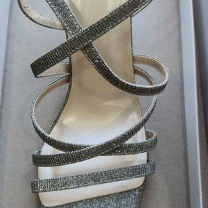 David's Bridal Strappy heels Sandals Size 11 Wedding Bride Nikole Silver